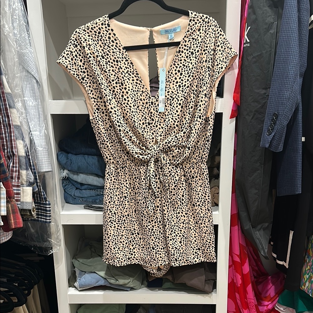 She + Sky Leopard Print Jumpsuit - Black and Tan